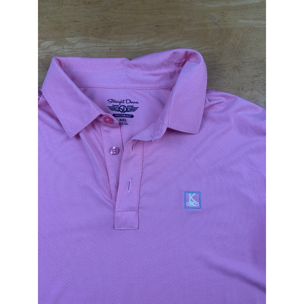 Straight Down Performance Golf Polo Shirt Mens XXL Pink Short Sleeve K Logo